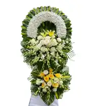 Kệ Hoa Đám Tang 2 Tầng Mix Ly Hồng Vàng - Mã: I-078 - Giá: 1.300.000đ