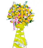 Kệ Hoa Chúc Mừng Khai Trương Mix Hoa Hồng - Mã: I-102 - Giá: 900.000đ