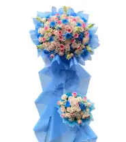 Kệ Hoa Chúc Mừng Tone Xanh Dương 2 Tầng - Mã: I-130 - Giá: 1.300.000đ