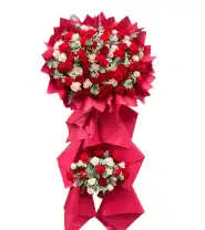 Kệnh Hoa Chúc Mừng 2 Tầng Tone Đỏ Mix Tổng Hợp - Mã: I-133 - Giá: 1.300.000đ