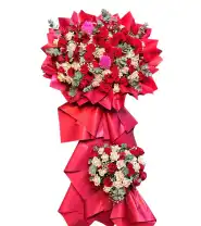 Kệnh Hoa Chúc Mừng 2 Tầng Tone Đỏ Mix Tổng Hợp