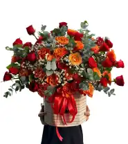 Giỏ Hoa Tone Cam May Mắn - Mã: I-140 - Giá: 700.000đ