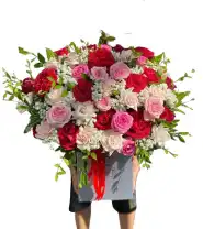 Giỏ Hoa Hồng Mix Tổng Hợp