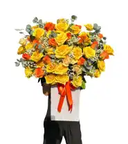 Giỏ Hoa Mix Vàng Cam Tổng Hợp