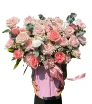 Giỏ Hoa Chúc Mừng Sắc Hồng Kiêu Sa - Mã: I-158 - Giá: 750.000đ