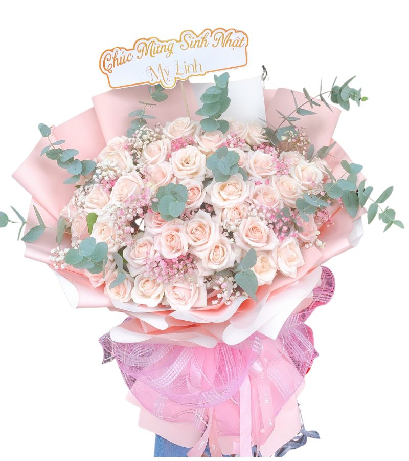 Bó Hoa Lớn Gửi Tặng Sinh Nhật Tone Hồng Pastel