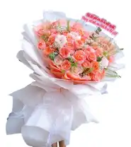 Bó Hoa Lớn Tone Cam Nhạt Đẹp Gửi Tặng Tình Yêu - Mã: I-205 - Giá: 1.300.000đ