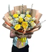 Bó Hoa Tươi Hồng Mix Vàng - Mã: I-189 - Giá: 500.000đ