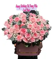 Giỏ Hoa Chúc Mừng Hồng Ngọt Ngào